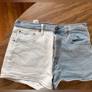 Levi's Two Tone Color Block Denim Shorts